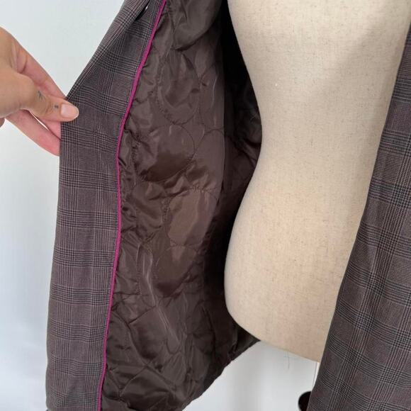 Vtg Aeropostale y2k brown plaid double-breasted jacket with pockets - Picture 6 of 6